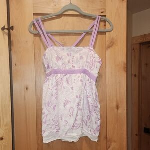 y2k Volcom Babydoll Purple& White Paisley Heart Tank vintage skate mcbling 2000s